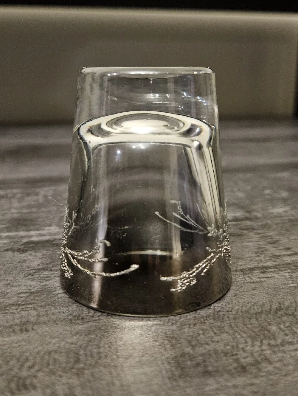 Vintage Mid Century Glass Silver Leaf Frosted Ice Bucket & 2 Shot Glasses